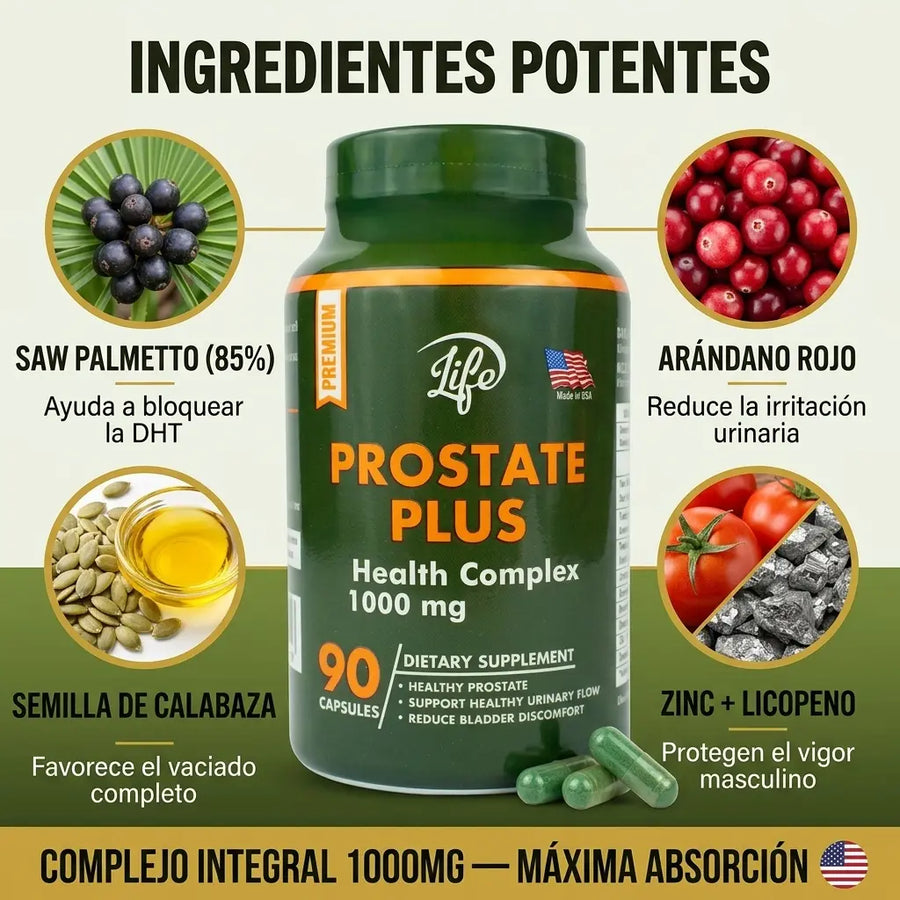 Prostate Plus 90 Cápsulas - Cuida tu virilidad 100% natural